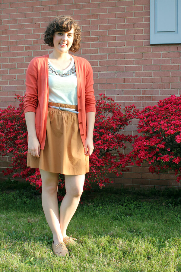 what I wore today - mint, caramel and orange