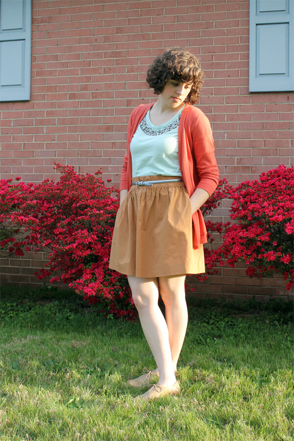 what I wore today - mint, caramel and orange